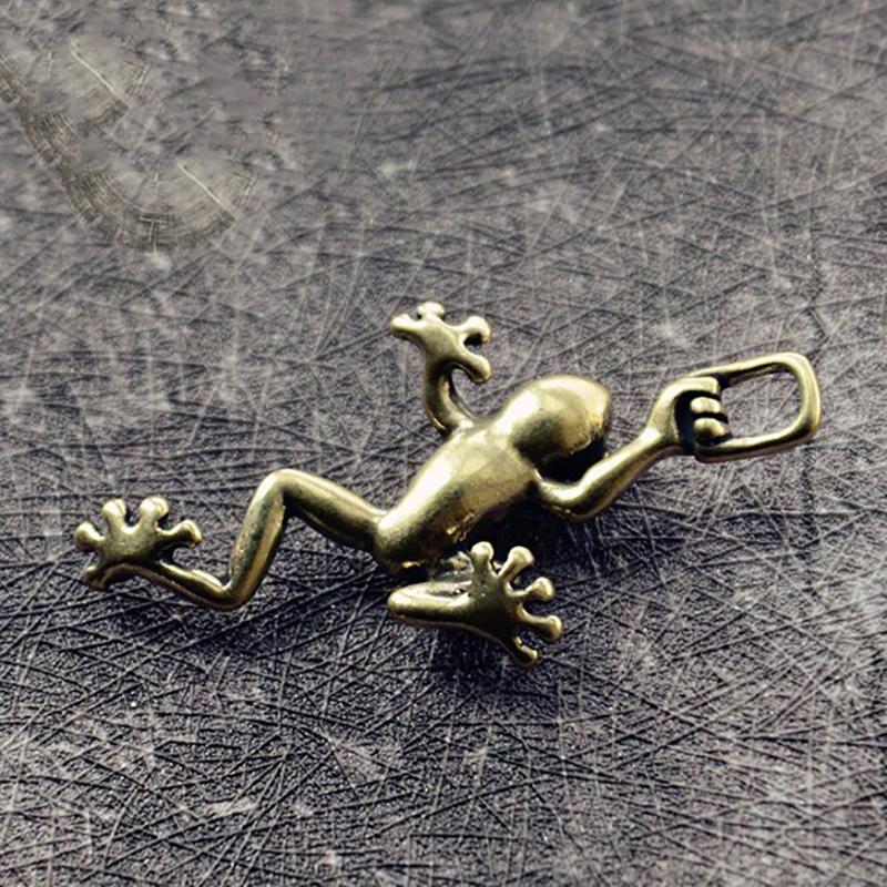 Brass Frog Decoration Mini Frog Metal Statue Antique Copper Crafts Office Home Tea Pet Table Decoration