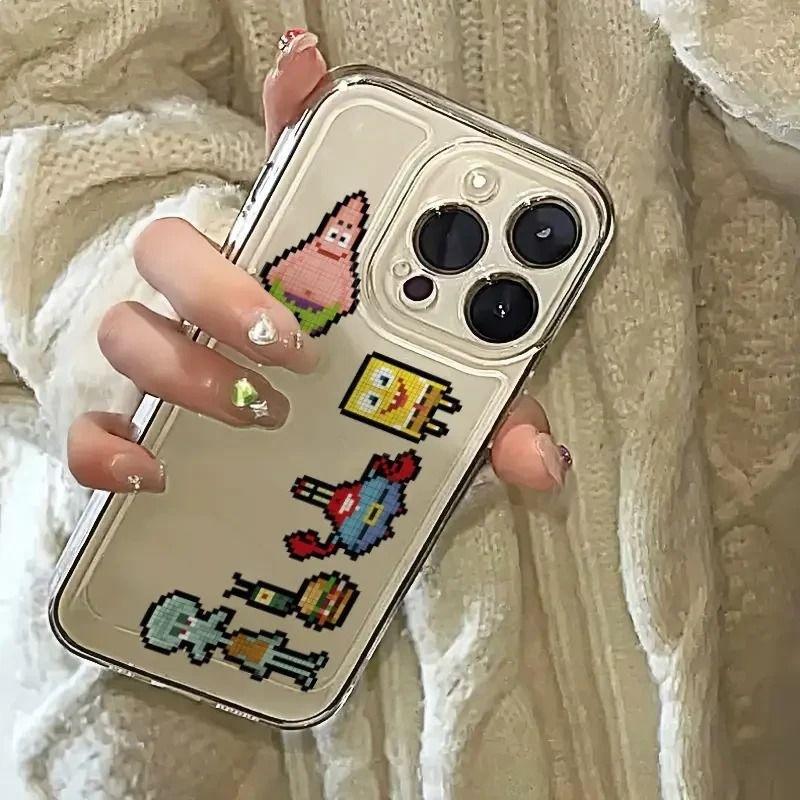 Building block SpongeBob SquarePants for Apple 16PROMAX mobile phone case iPhone15 transparent 14 creative 13 soft case 12