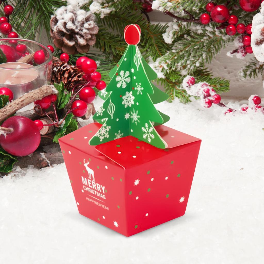 Christmas Boxes 10-Piece Christmas Tree Candy Box 3D Bag Basket Decoration For Valentine's Family Birthday Holiday Easter Snack