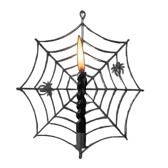 Spider Web Candle Holder Halloween Metal Wall-Mounted Spiderweb Taper Candle Holder for Gothic Home Decor