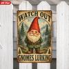 2D Flat, 1pc Funny Garden Gnome Metal Sign Wall Art, Out Gnomes Lurking, Quirky Accent, Humorous Forest Graphic, Playful Yard Display Piece, Home Deco