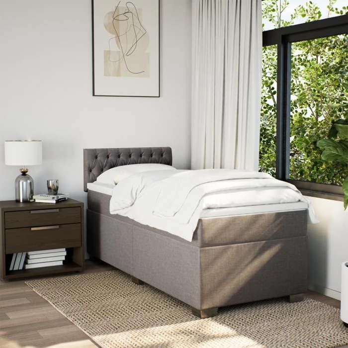 VidaXL Sommier à lattes de lit avec matelas Taupe 90x200 cm Tissu 3285782