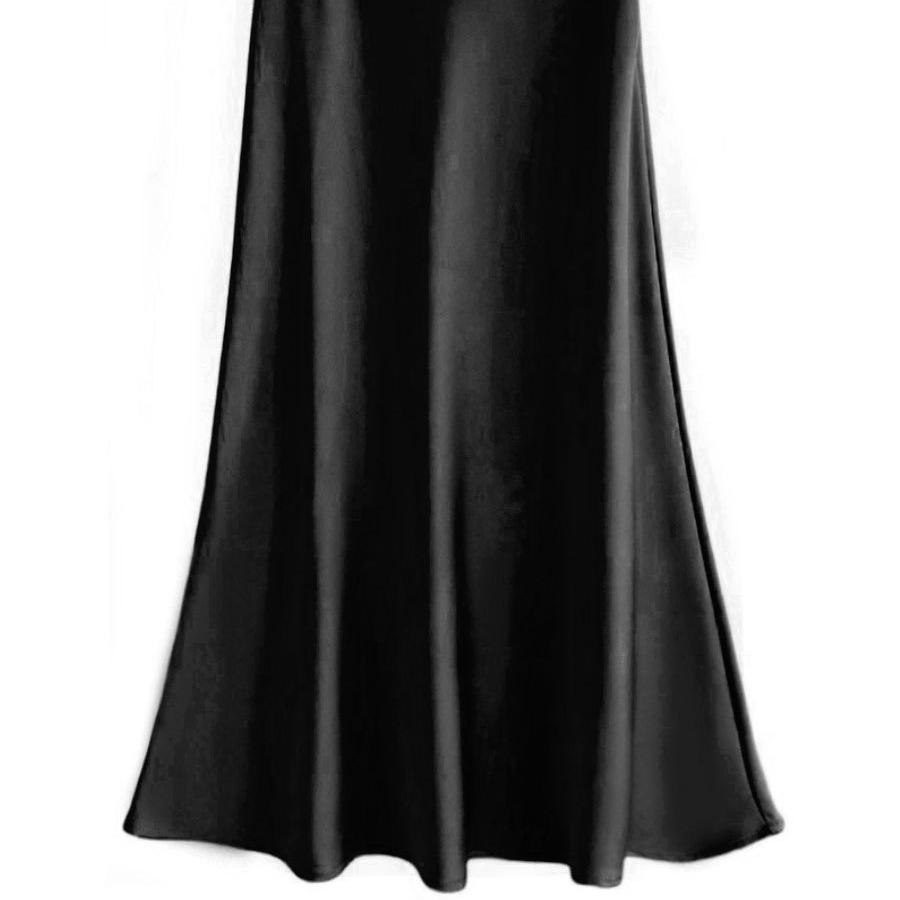 French Style High-End Satin Acetate Smooth Bodycon Mermaid A-Line Midi Skirt for Women
