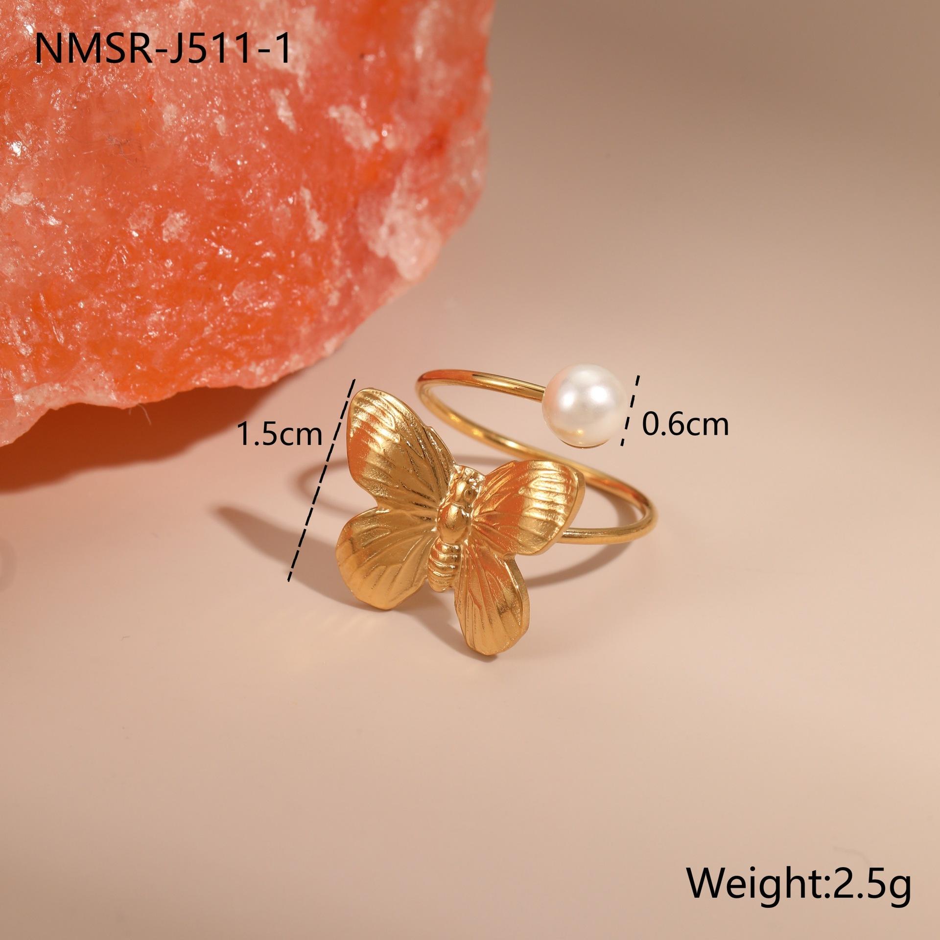 GEMCHIC Women s Stainless Steel Pearl Design Open Ring 18K Gold Plated Geometric Fashion Ring