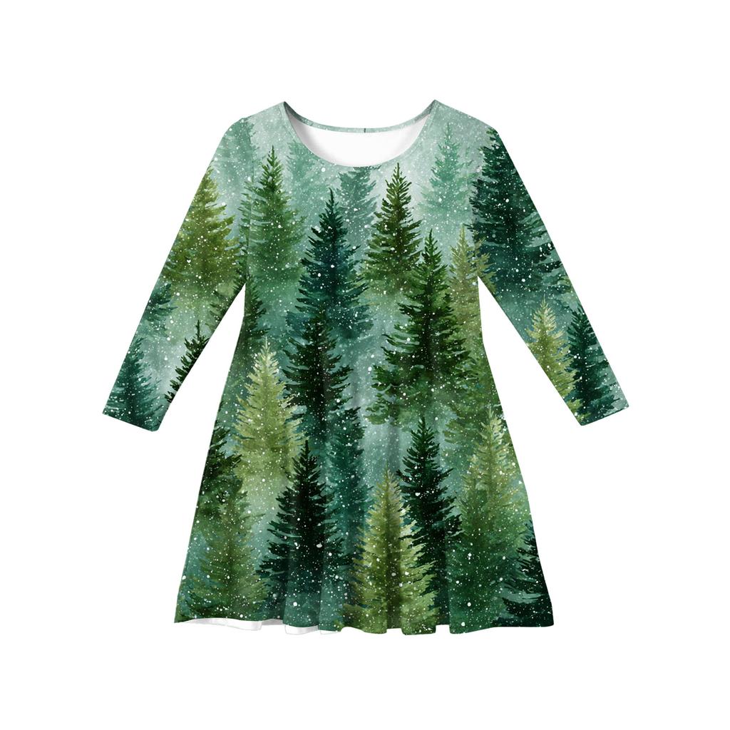 Girls' Princess Dress - Long Sleeve A-Line T-Shirt Dress Christmas Day