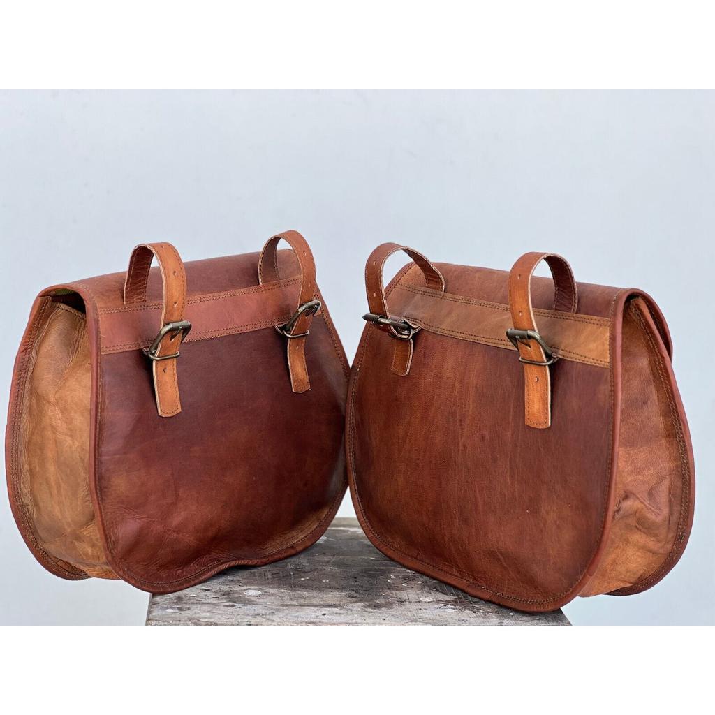 13" Leather Trunk Motorcycle Combo Saddle 3 Bags Saddlebag Luggage 3 Side Bag