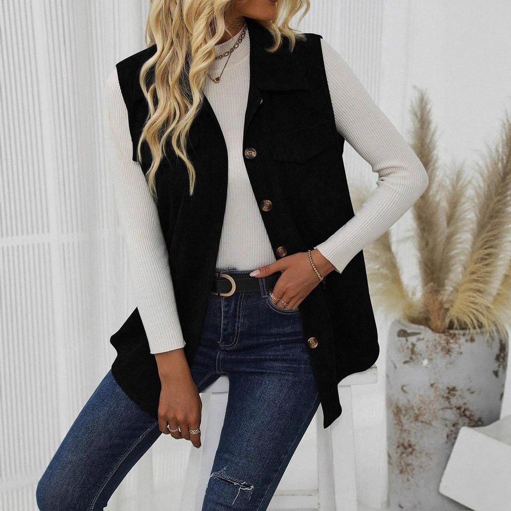 Spring and Autumn Women's Waistcoat, Lapel Cardigan, Casual Commuting Women's Vest