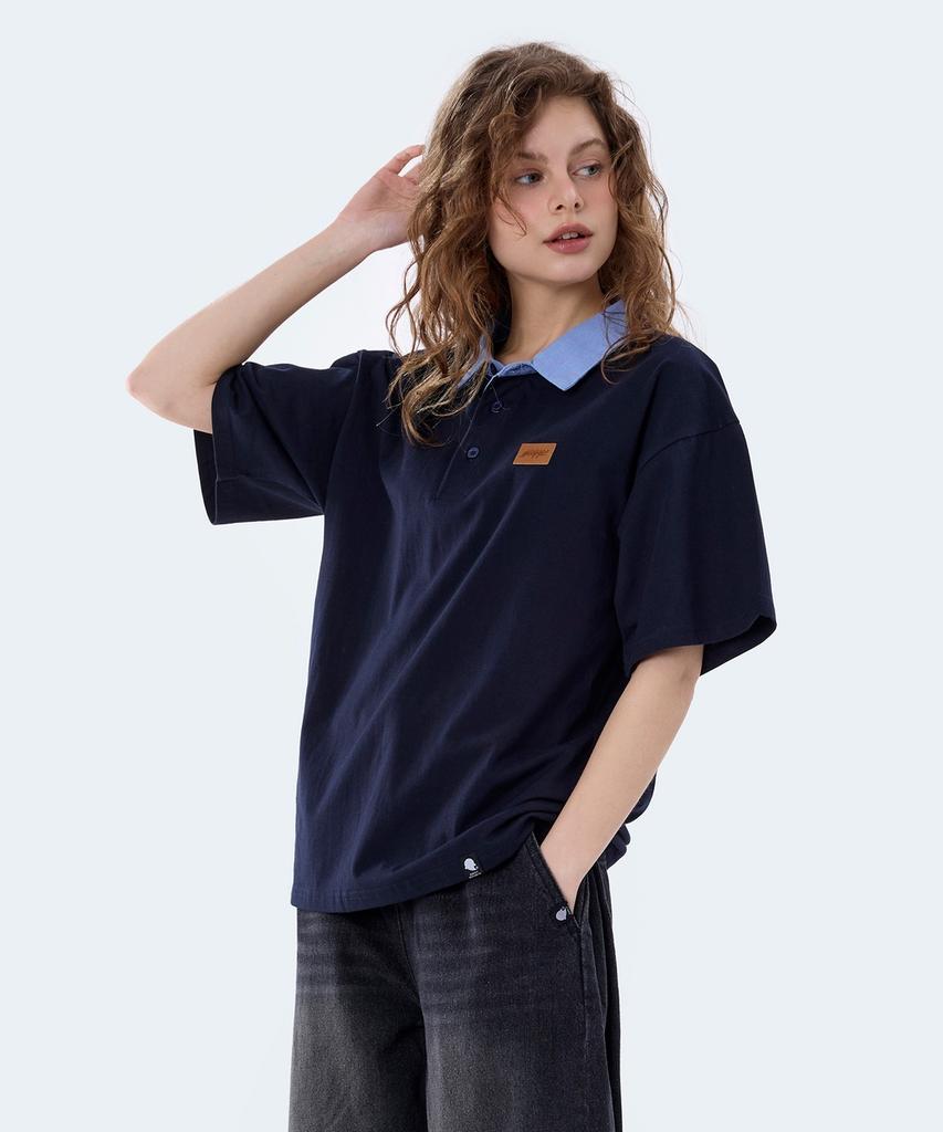 GHOST REPUBLIC Rugby Collared Short Sleeve Tee Gt-389_Navy (Blue)