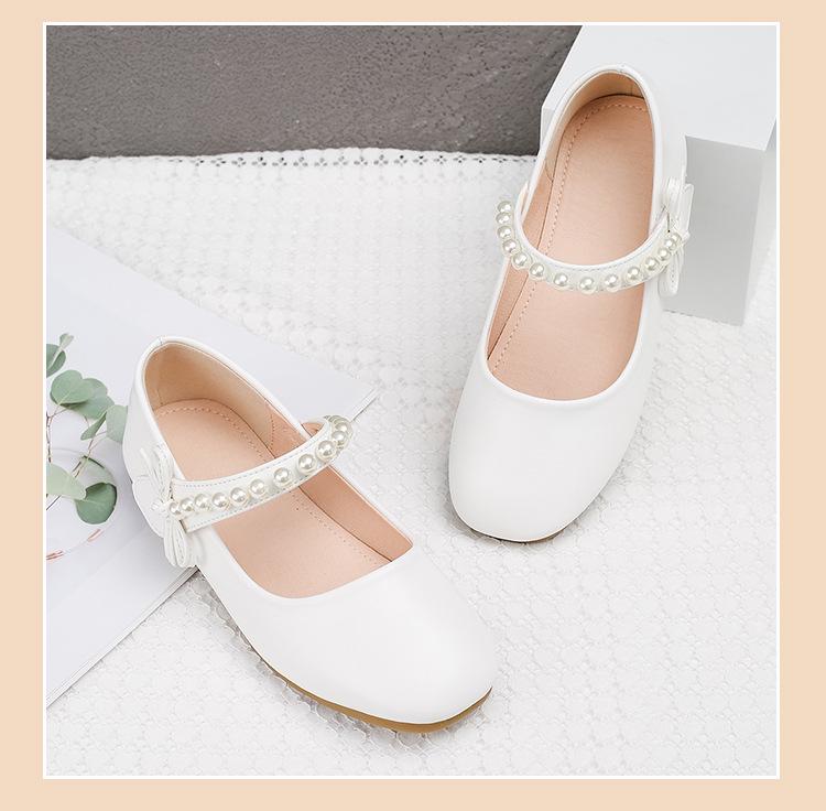 Girls' Spring & Autumn Princess Soft-Soled Leather Shoes: Stylish White Baby & Student Performance Footwear