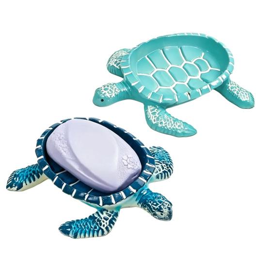 Turtle Soap Box, with Drainable Design, Resin Tortoise Soap Dish, Durable Decorative Soap Saver for Bathroom Kitchen Countertop