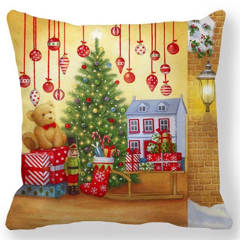 

Christmas Pillow Cover Black and Red Plaid Nordic Elk Letters New Short Plush Cushion Cover 45 * 45 pillowcase