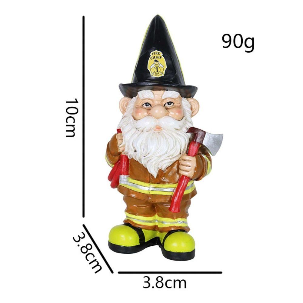 Patio Resin Sculpture Whimsical Home Office Decorations Ornament Gift Fireman Gnome Statue