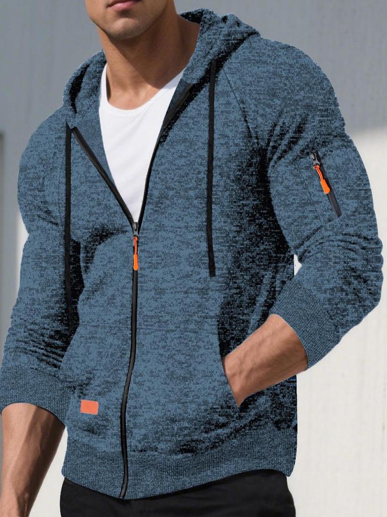 Men's Jacquard Knit Sports Hoodie Cardigan
