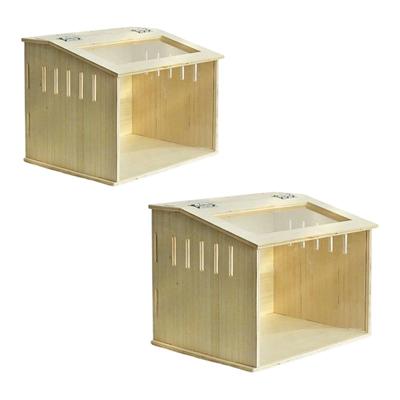 Wooden Hamster Cage with Ventilation Window Small Animal Habitat Brooder Box for Guinea Pig Chick Birds