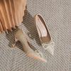 French High Heels Women's New Temperament Socialite Pearl Bow Versatile Not Tired Bride Shoes Wedding Shoes