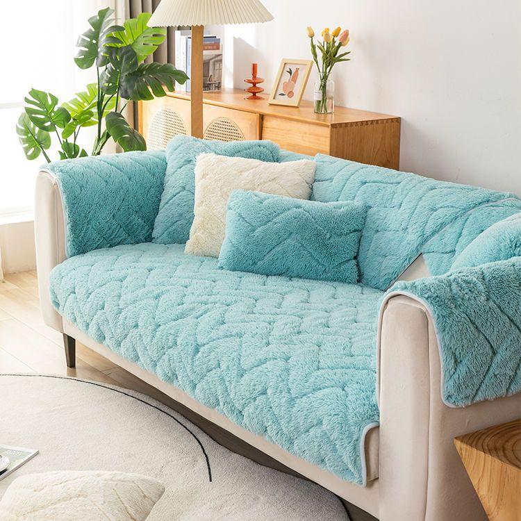 Super miękki pluszowy ręcznik na sofę jednolity kolor antypoślizgowa poszewka na poduszkę zagęścić ciepła zimowa mata do okna wykuszowego do salonu