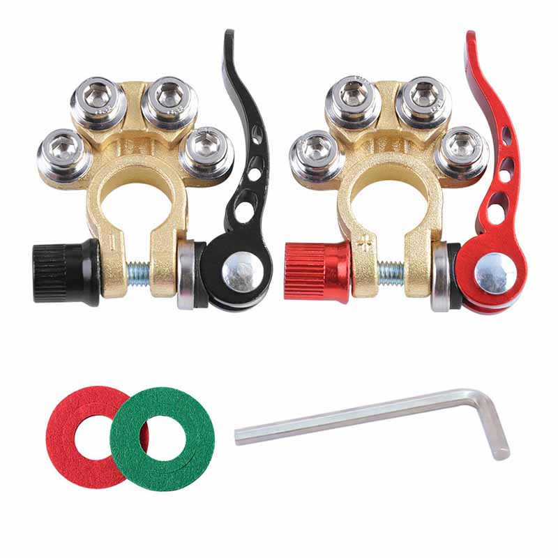 Car Battery Terminal Connectors Kit Quick Disconnect Release Positive Negative Marine Battery Cable Ends Top Post Clamps 12v 24v