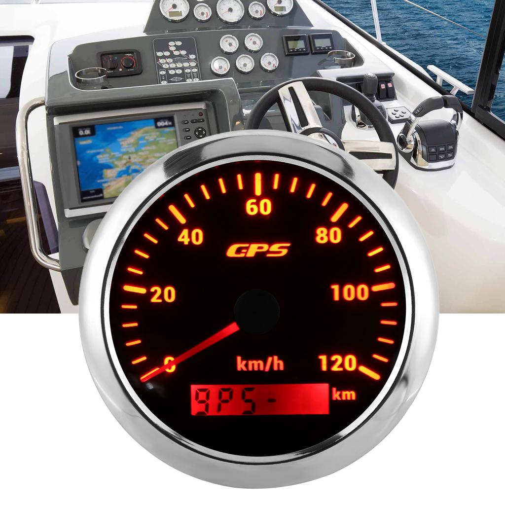 85mm Marine Auto GPS Speedometer 120KMCelsiusH Speed Odometer with 7 Color Backlight for Car Boat RV Yacht