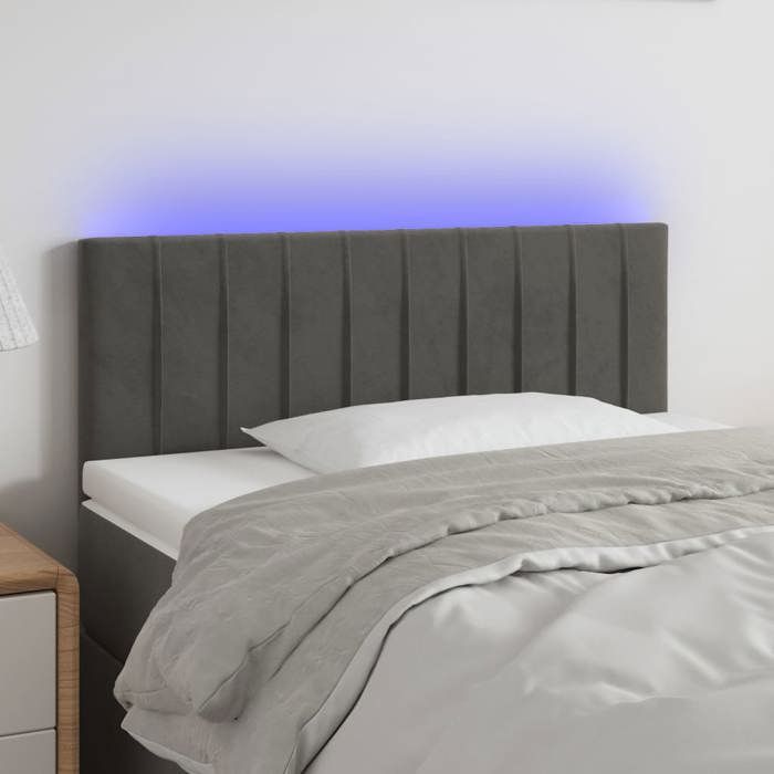 VidaXL Tête de Lit à LED Meuble de Chambre à Coucher Accessoire de Lit Simple Tête de Cadre de Lit Intérieur Gris Foncé 3121887