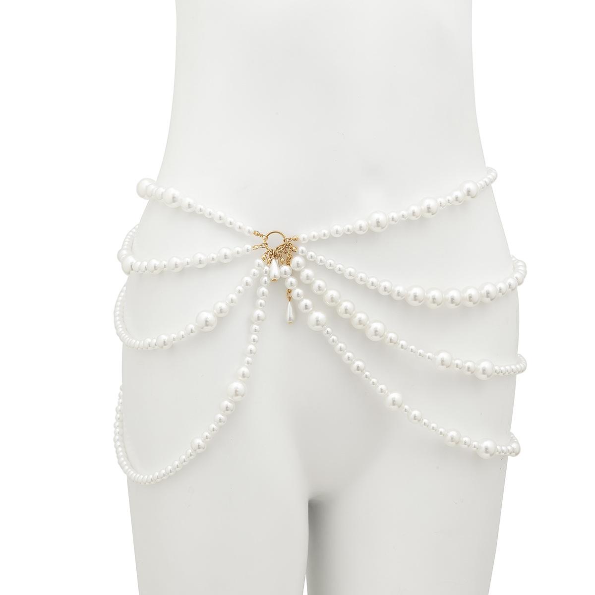 Chic Layered Chunky Pearl Waist Chain Sexy