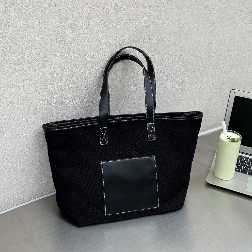 New Women's Bag Tote Shoulder Stitched Canvas Zipper Crossbody Bag Tote Bag Portable