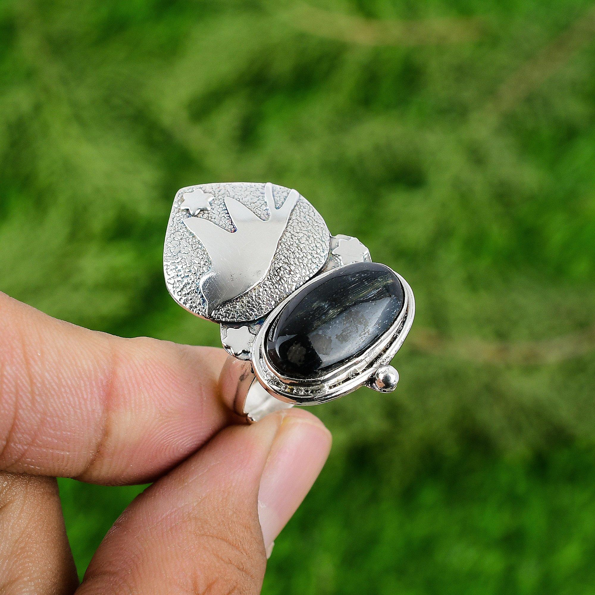 

Birthday Gift For Her Natural Nellite Statement Bird Adjustable Ring 925 Silver Adjustable