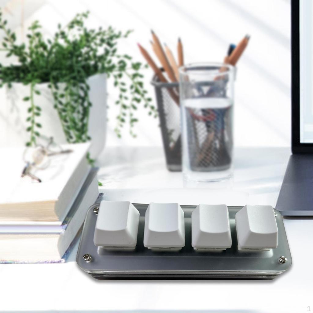 Mini 4 Key Keypad Computer Keyboard Professional RGB with USB Cable Self Programming for