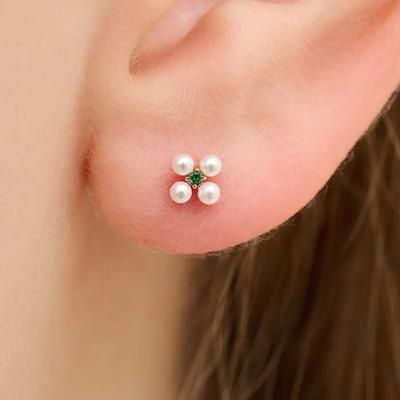14K Clover Pearl Piercing RA25D12K