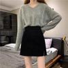 Women's High Waist Corduroy A-line Slit Bodycon Midi Skirt for Autumn/Winter