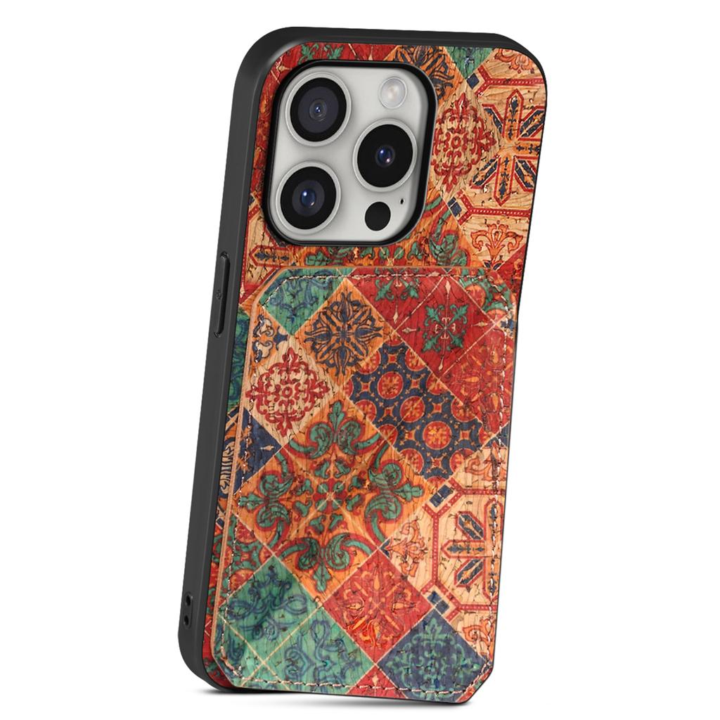 For iPhone 16 Pro Max Case with Card Holder Flowers Design Leather Phone Cover Kickstand