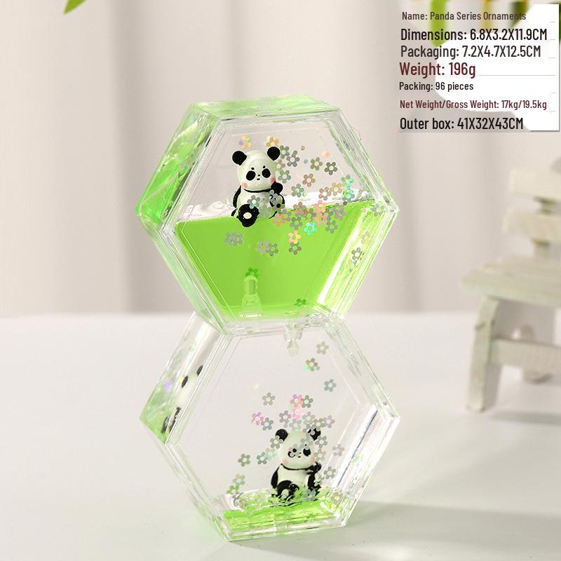 Panda Glitter Liquid Motion Hourglass - Decompression Toy & Acrylic Decoration Gift