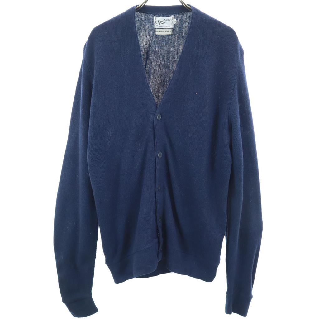 Sportswear 70s 80s Vintage Long Sleeve Cardigan M Blue Men's Used
