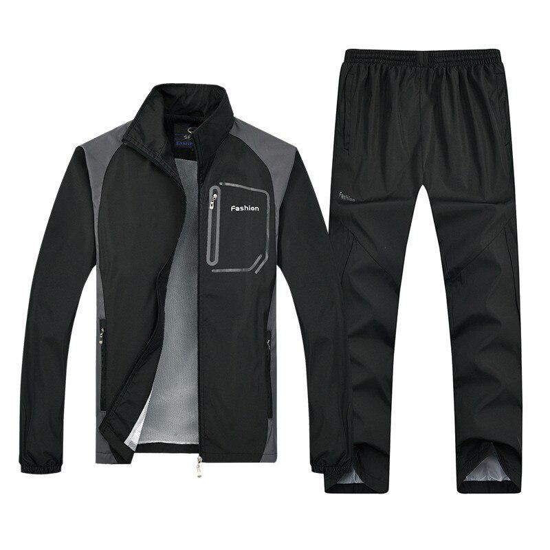 Mens Tracksuit Set Two Pieces Spring Autumn Sporting Track Suit Male Sweatshirts Jacket +Pants