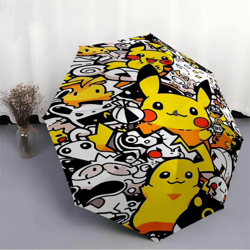 1pc Pikachu Pokemon Automatic Folding Umbrella, Sturdy And Durable Automatic Folding Umbrella with 8 Ribs, a0911066