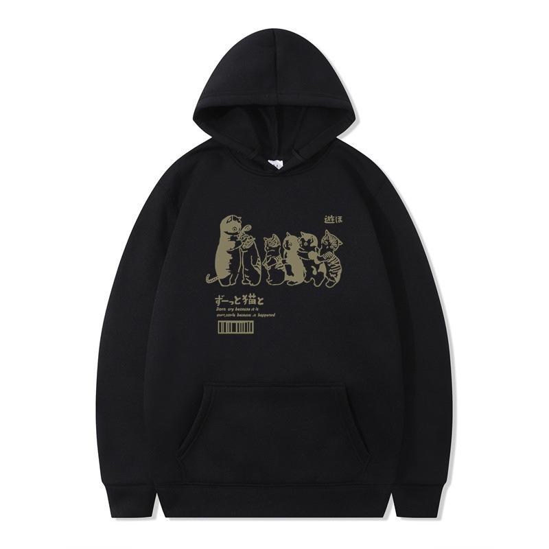 Autumn and Winter Hip Hop Cat Shower Street Printed Sweater Men