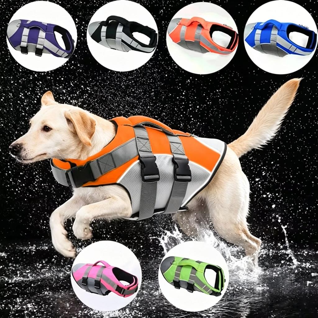 Reflective Dog Life Jacket Adjustable Breathable Pet Safety Vest Enhanced Buoyancy Oxford Cloth Swimming Clothes Beach