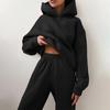 Women Elegant Solid Sets For Women Warm Hoodie Sweatshirts And Long Pant Fashion Two Piece Sets Ladies Sweatshirt Suits