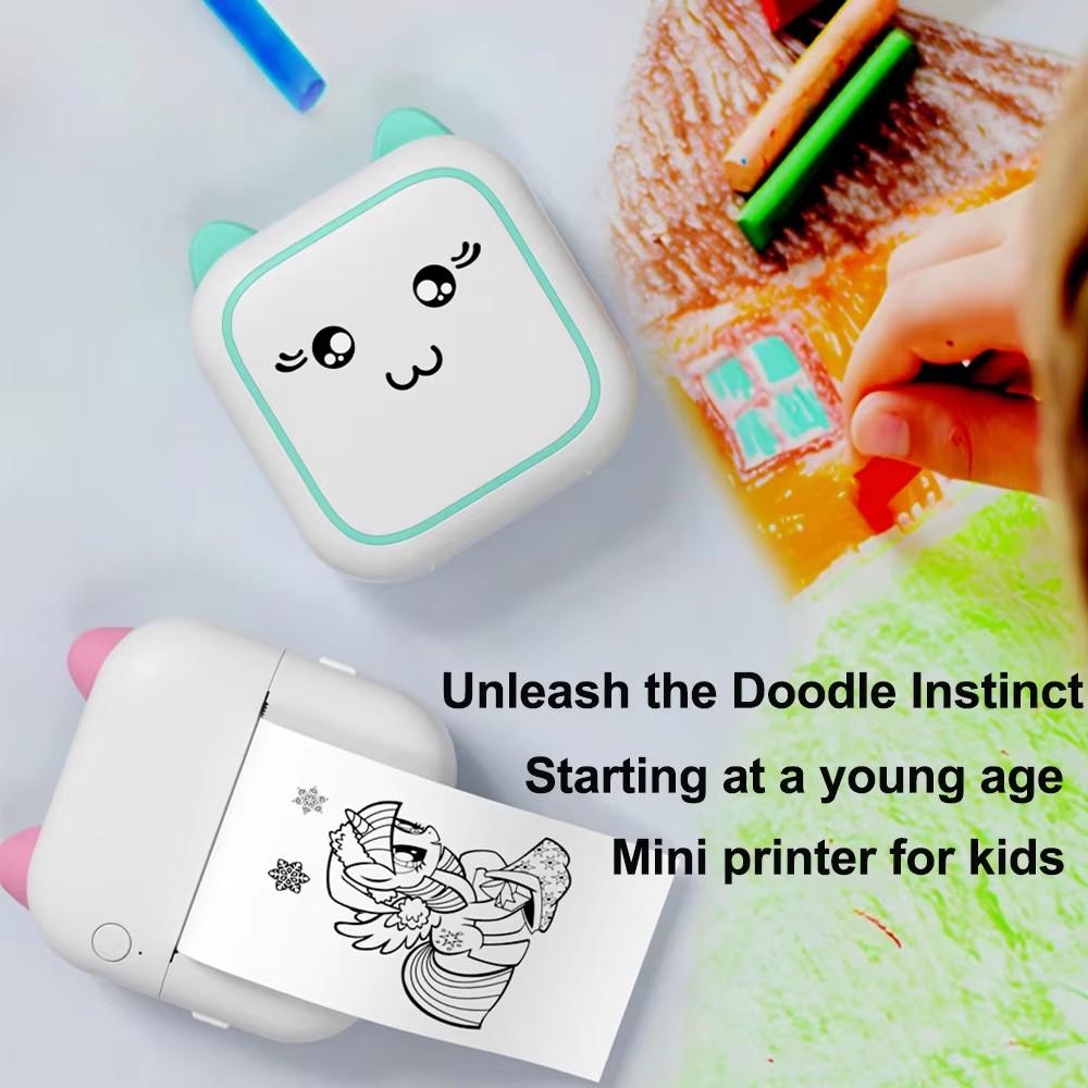 Mini Printer Thermal Adhesive Label Sticker Printer Bluetooth Mini Pocket Label Notes Printer for Home and Office Android IOS
