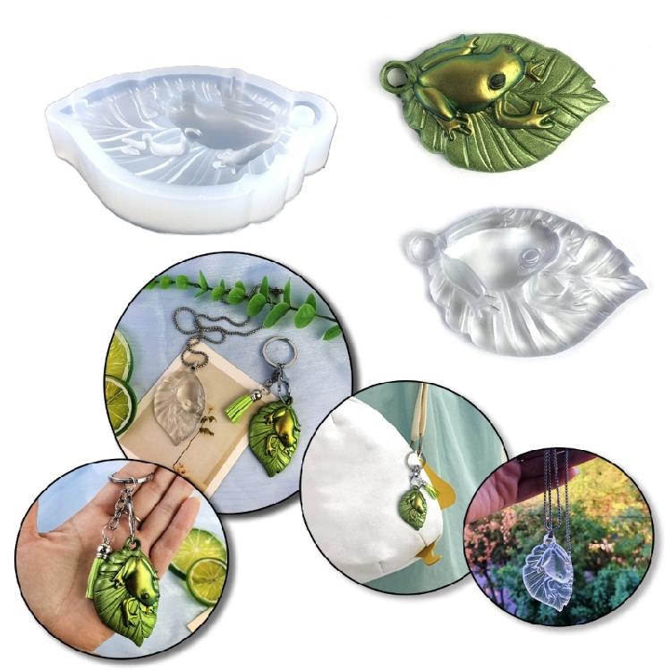 Lovely Leaf Frog Shaped Casting Mold Keychain Mold Durable Silicone Keyring Mold