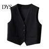 Short Design Outerwear For Women Waistcoat Vest Vintage Sleeveless Dressy Suit Casual Button Up Layering V-Neck Tuxedo for Daily Wear Office