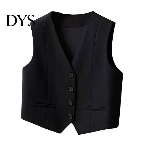 Short Design Outerwear For Women Waistcoat Vest Vintage Sleeveless Dressy Suit Casual Button Up Layering V-Neck Tuxedo for Daily Wear Office