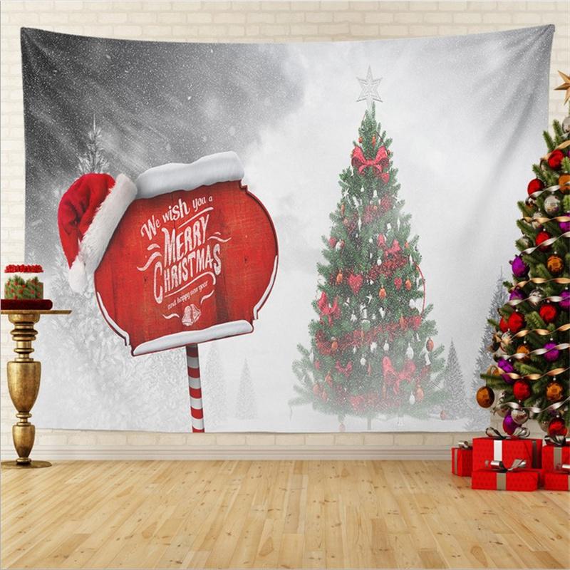 Frohe Weihnachten Weihnachtsfeier Dekoration Druckmuster Wandteppich Zuhause Wohnzimmer Schlafzimmer Wanddekoration Polyester Wandteppich