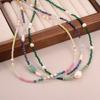Simple Small Fresh Love Geometric Necklace Summer Versatile Beaded Dopamine Neck Chain Fashionable New Collarbone Chain Women