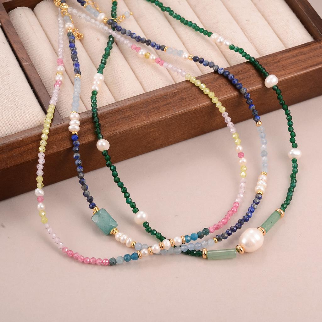 Simple Small Fresh Love Geometric Necklace Summer Versatile Beaded Dopamine Neck Chain Fashionable New Collarbone Chain Women
