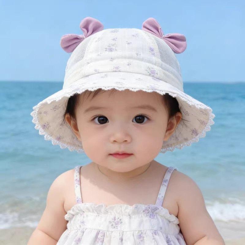 Baby Girls' Summer Mesh Bucket Hat: Cute Princess Sun Protection for Infants and Toddlers