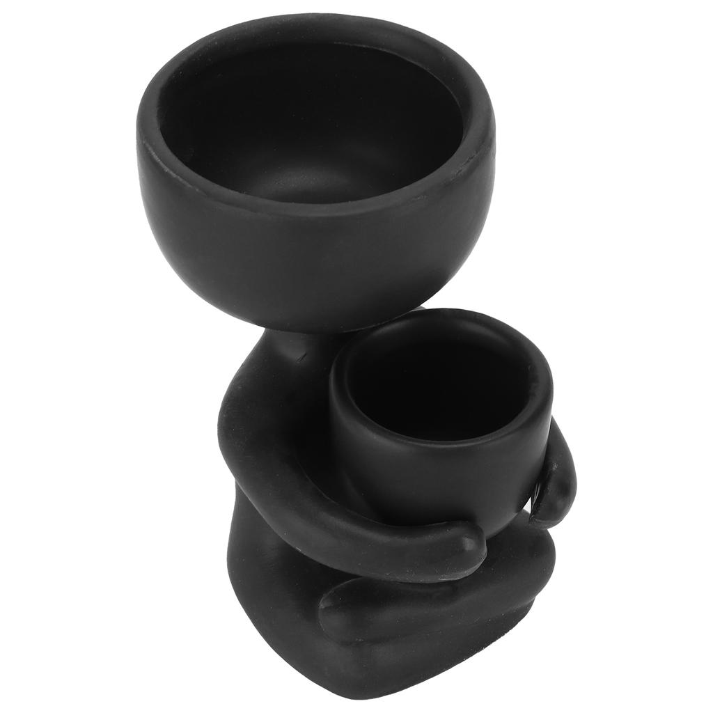 Plant Holder DIY Mini Cute Humanoid Black Ceramic Flower Pot for Flowers Succulents Household