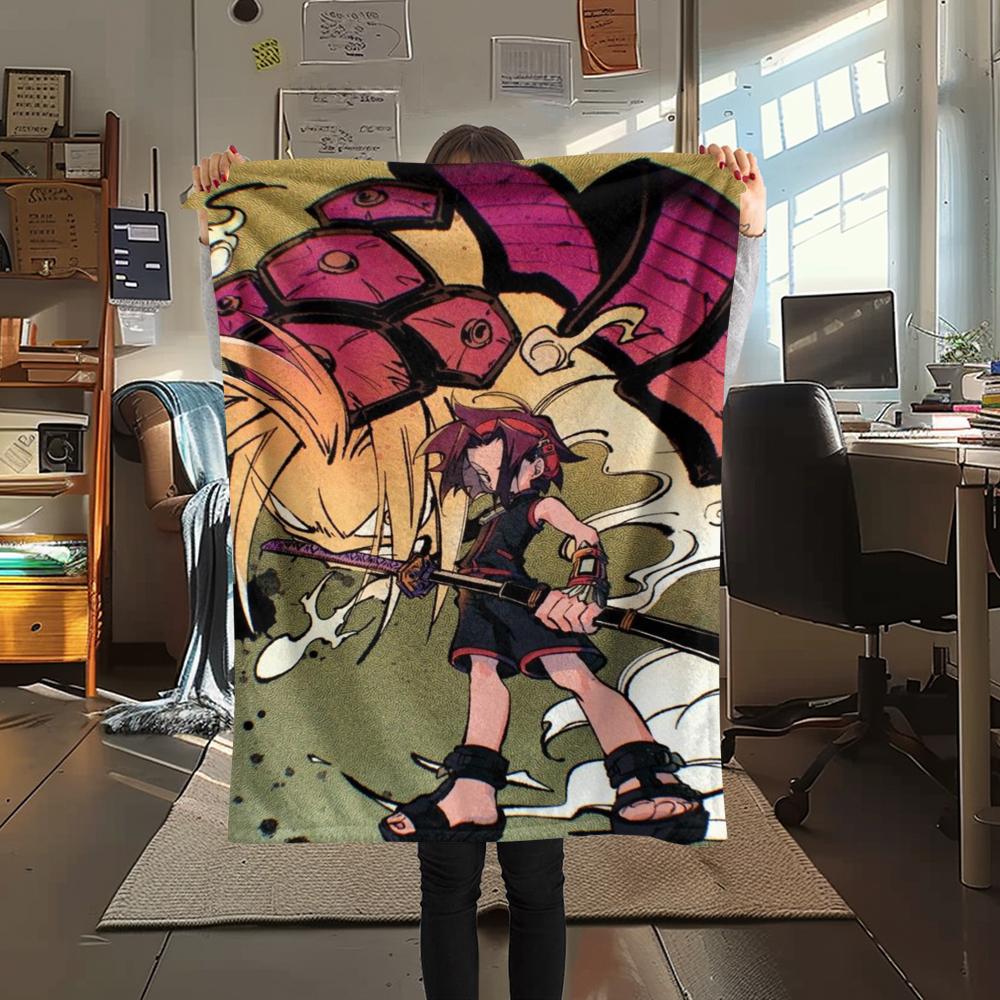 1PC Shaman King Print Flannel Blanket, High Quality Comfortable for All Seasons, Home Decor, Warmth and Comfort, Perfect for Christmas Gifts154