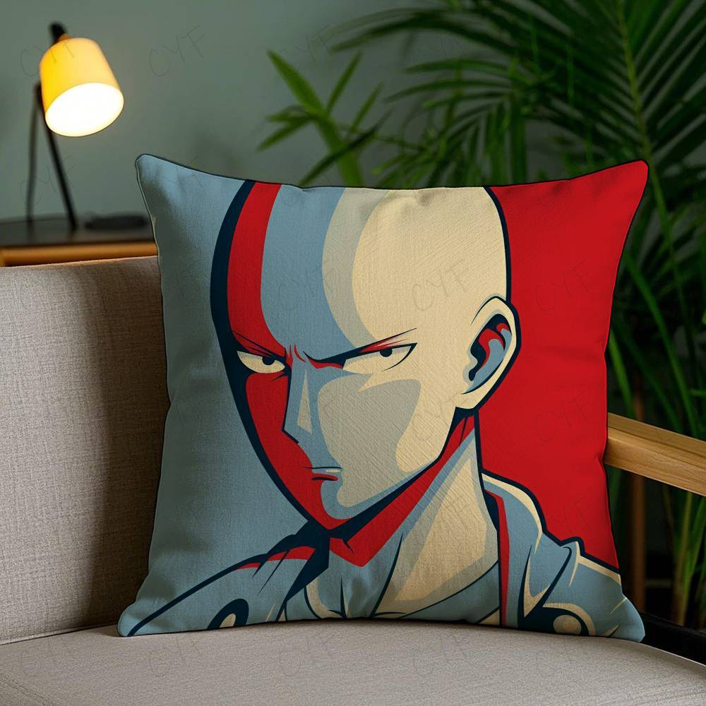 Funny Anime O-One-Punch Man Pillow Case Custom Printed Brushed Fleece Pillow, Baby Skin-Touch, Eco-Friendly Dye-Sublimation Cush
