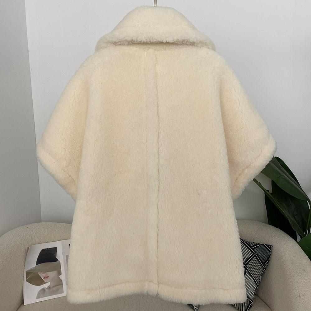 OFTBUY Winter Women Vest Jacket Real Lamb Cashmere Wool Fur with Belt Coat Turn-down Jacket Warm Plush Thick Pocket Elegant Casual