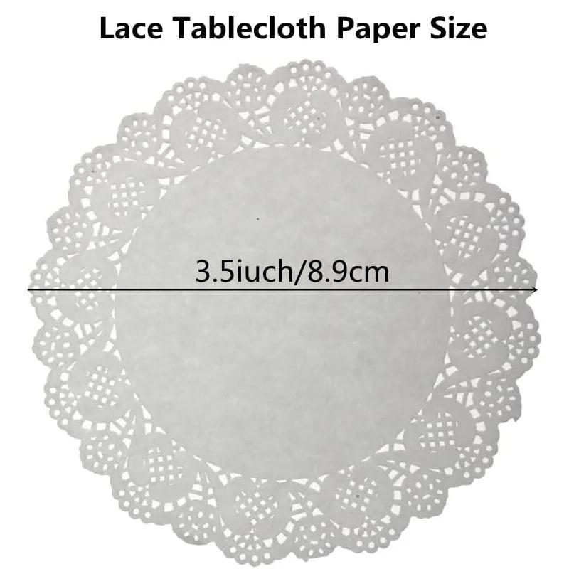 3.5inch Round Mat Paper Doily Lace Brim Biscuit Cupcake Pad for Fried Food Dessert Cookies Party Wedding Table Decor